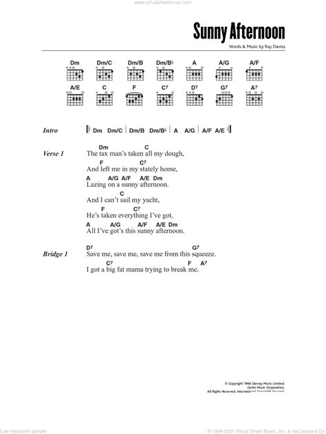 chords for sunny afternoon|More.